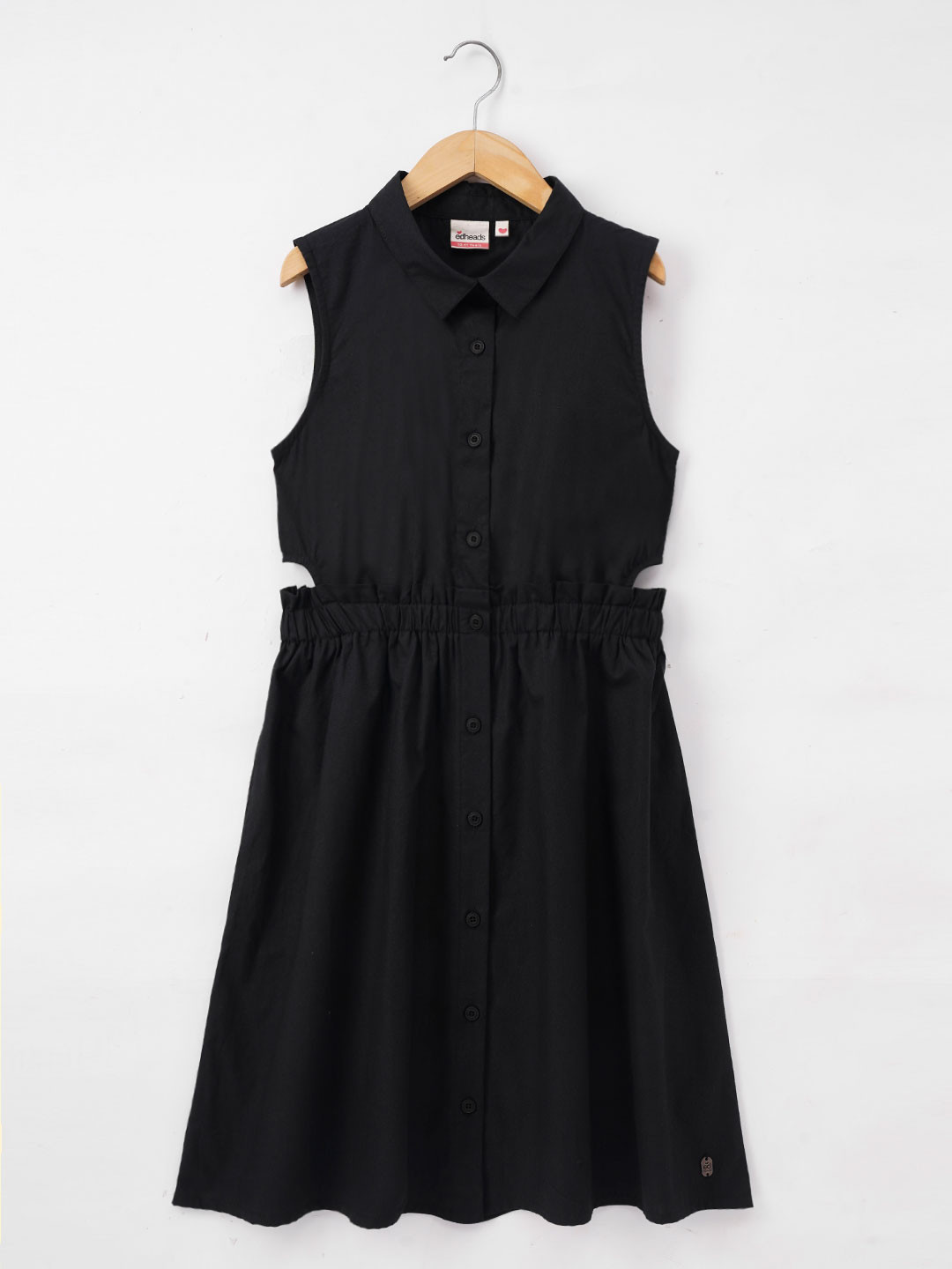 edheads Girls Shit Collar Cut-Out Detail Cotton Shirt Dress