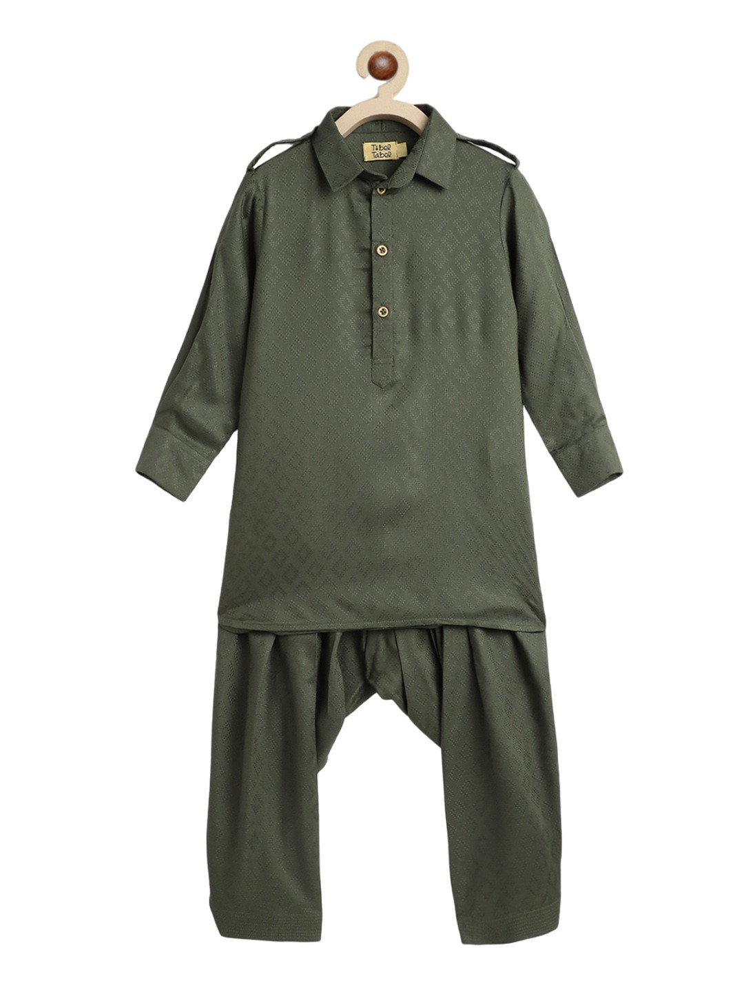 Tiber Taber Boys Geometric Woven Design Regular Kurta With Salwar