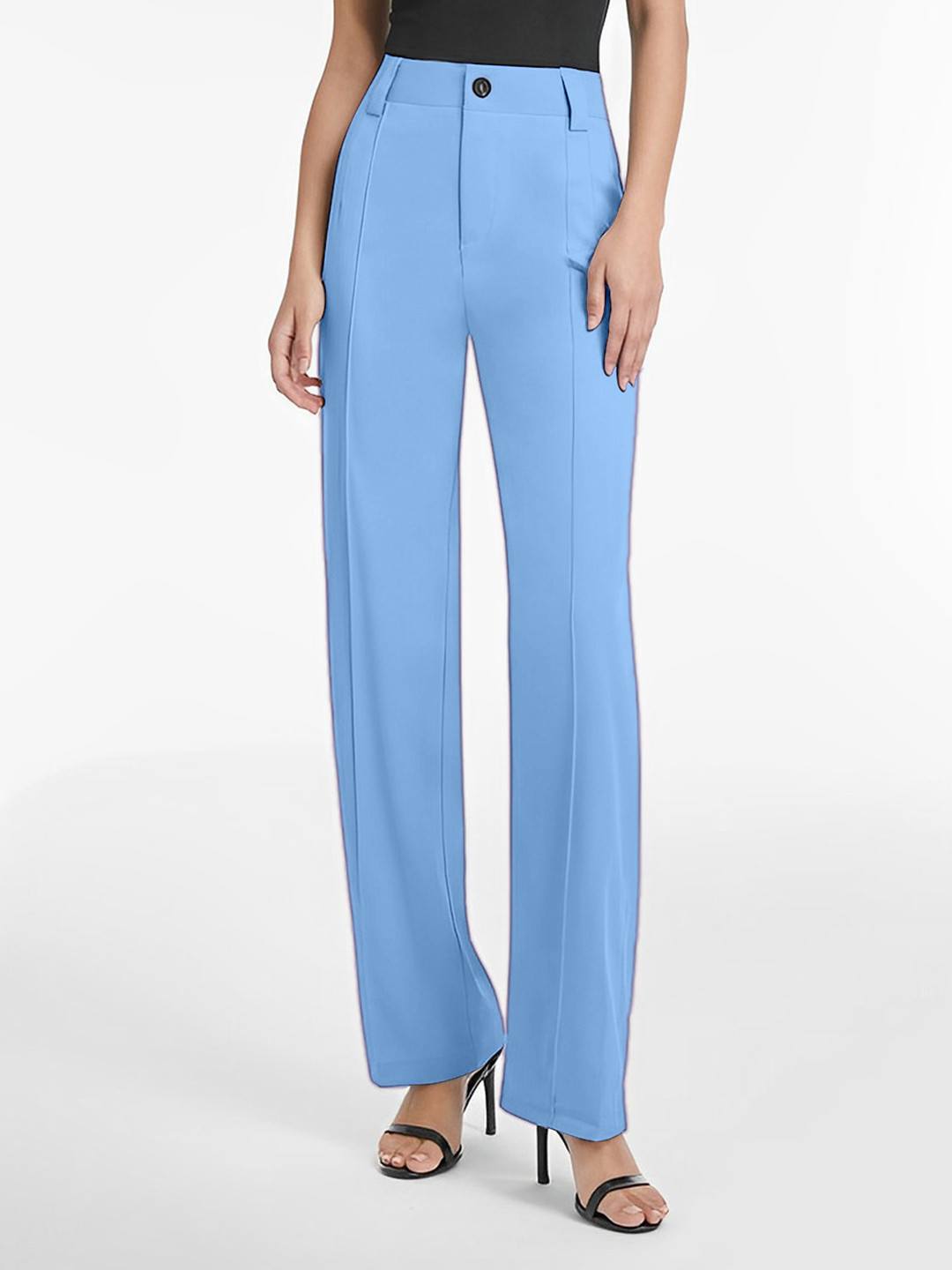 Selvia Women Mid-Rise Easy Wash Cropped Lycra Trousers