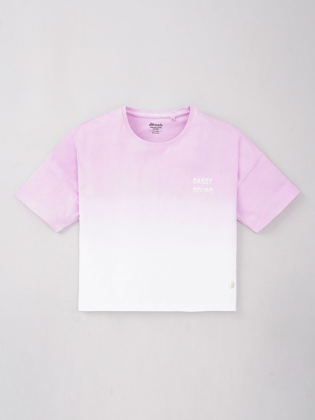 edheads Girls Tie And Dye Drop-Shoulder Sleeves Cotton Casual T-shirt