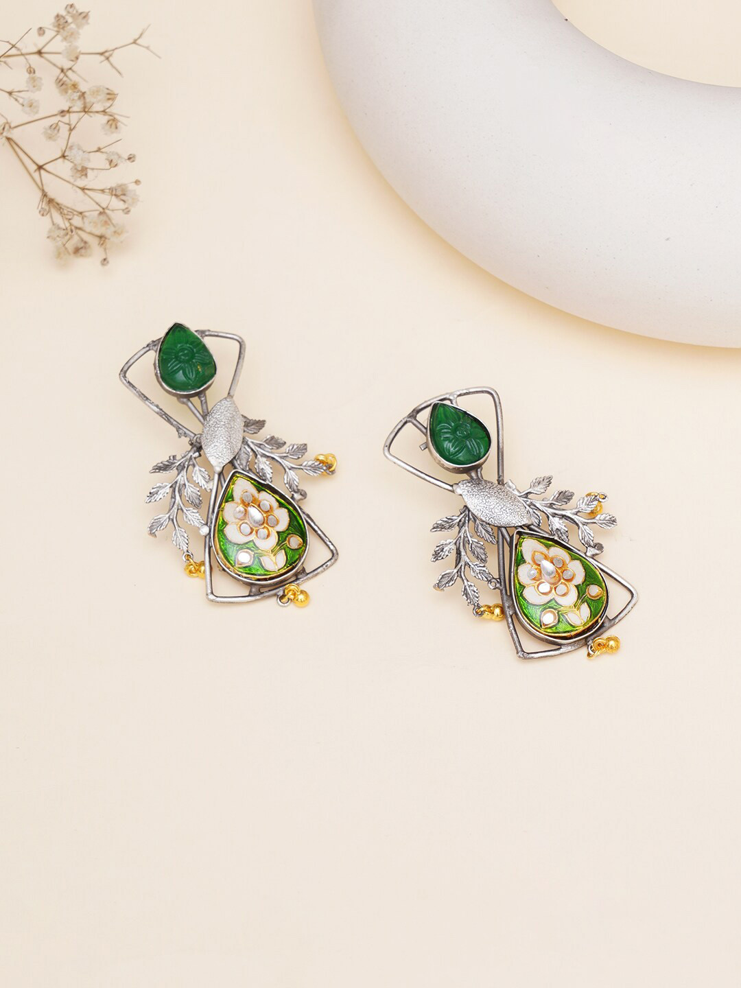 Mali Fionna Artificial Stones and Beads Contemporary Drop Earrings