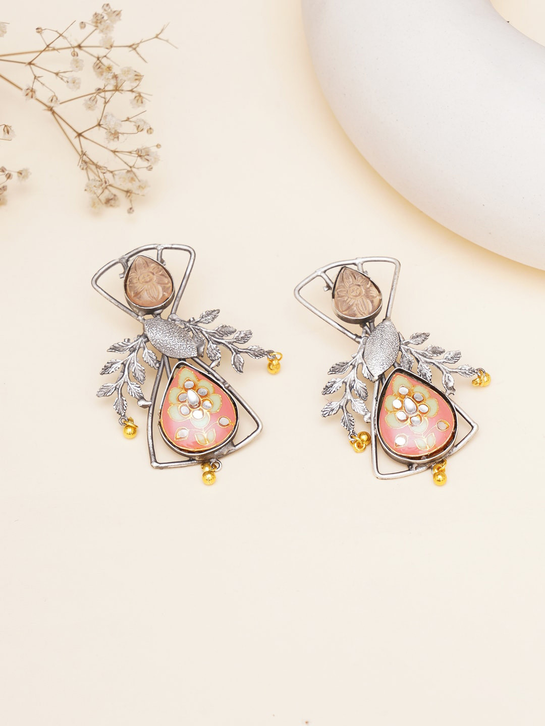 Mali Fionna Artificial Stones and Beads Contemporary Drop Earrings