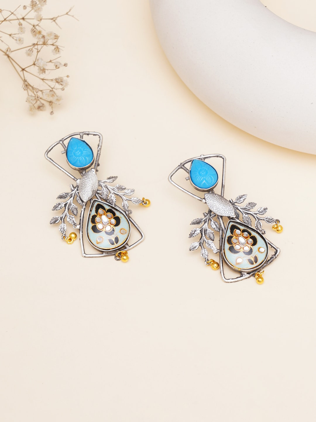 Mali Fionna Artificial Stones and Beads Contemporary Drop Earrings
