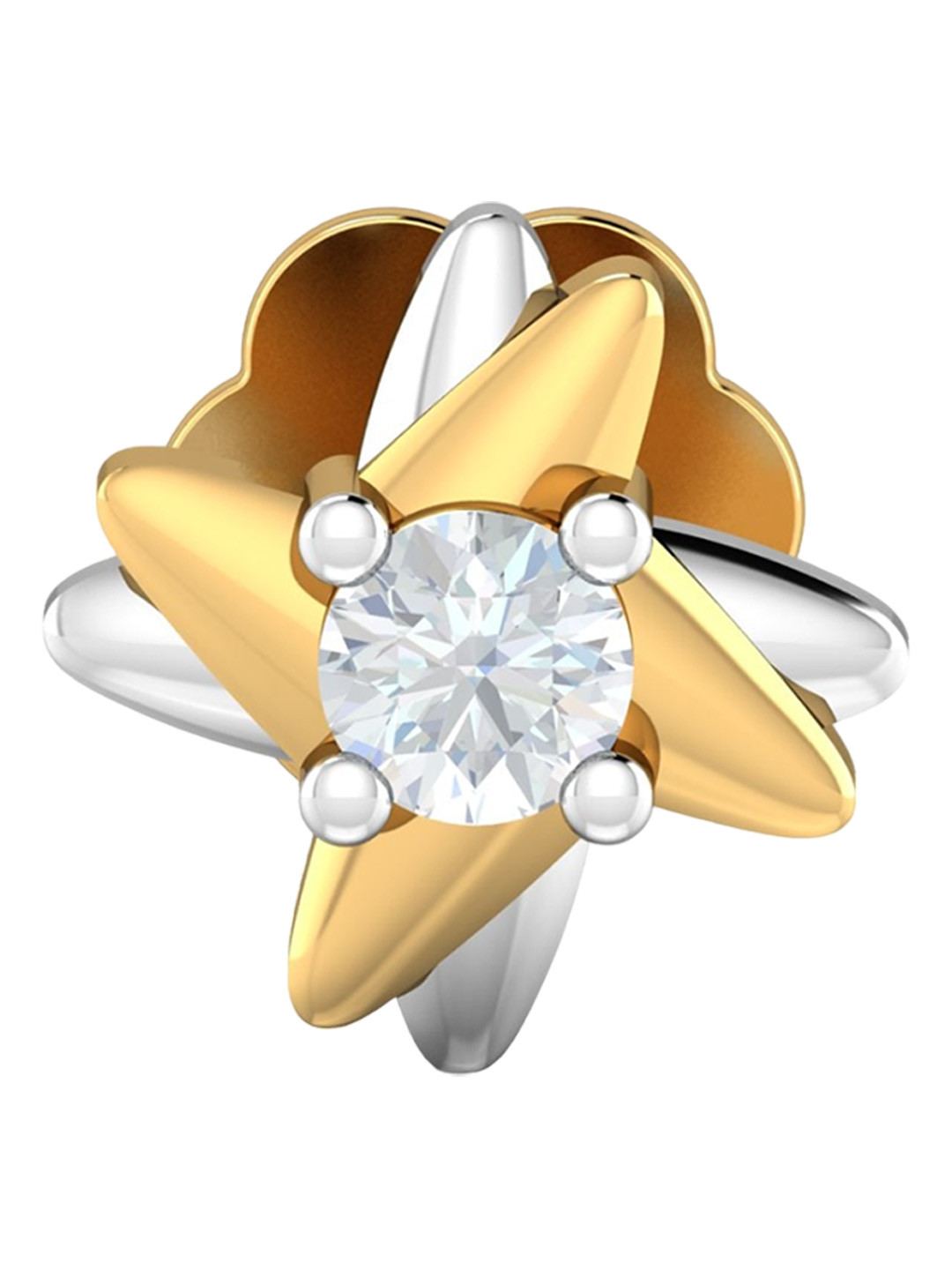 KUBERBOX 18KT Gold Diamond Nosepin-0.4gm