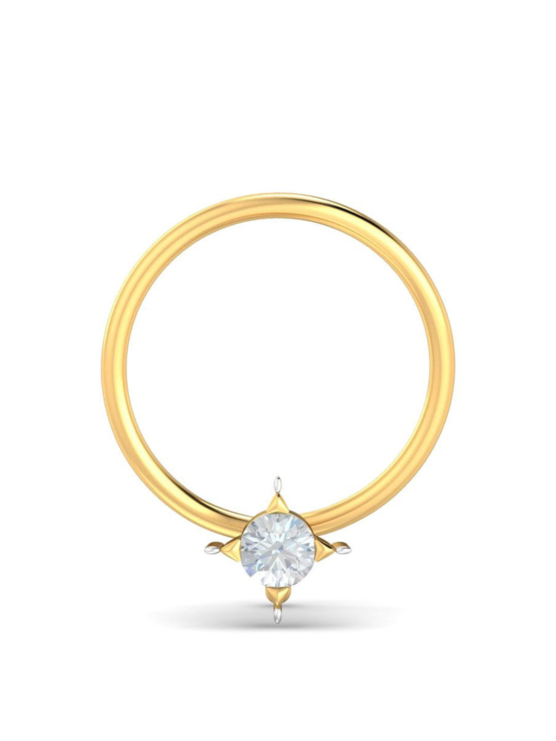 KUBERBOX 18KT Gold Diamond Nosepin-0.4gm