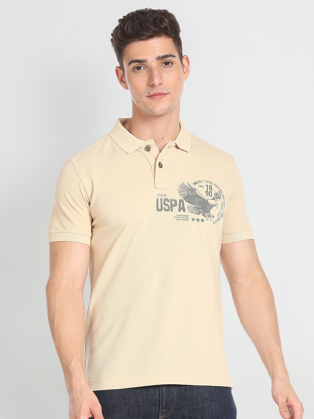U.S. Polo Assn. Denim Co. Brand Print Pique Polo Shirt