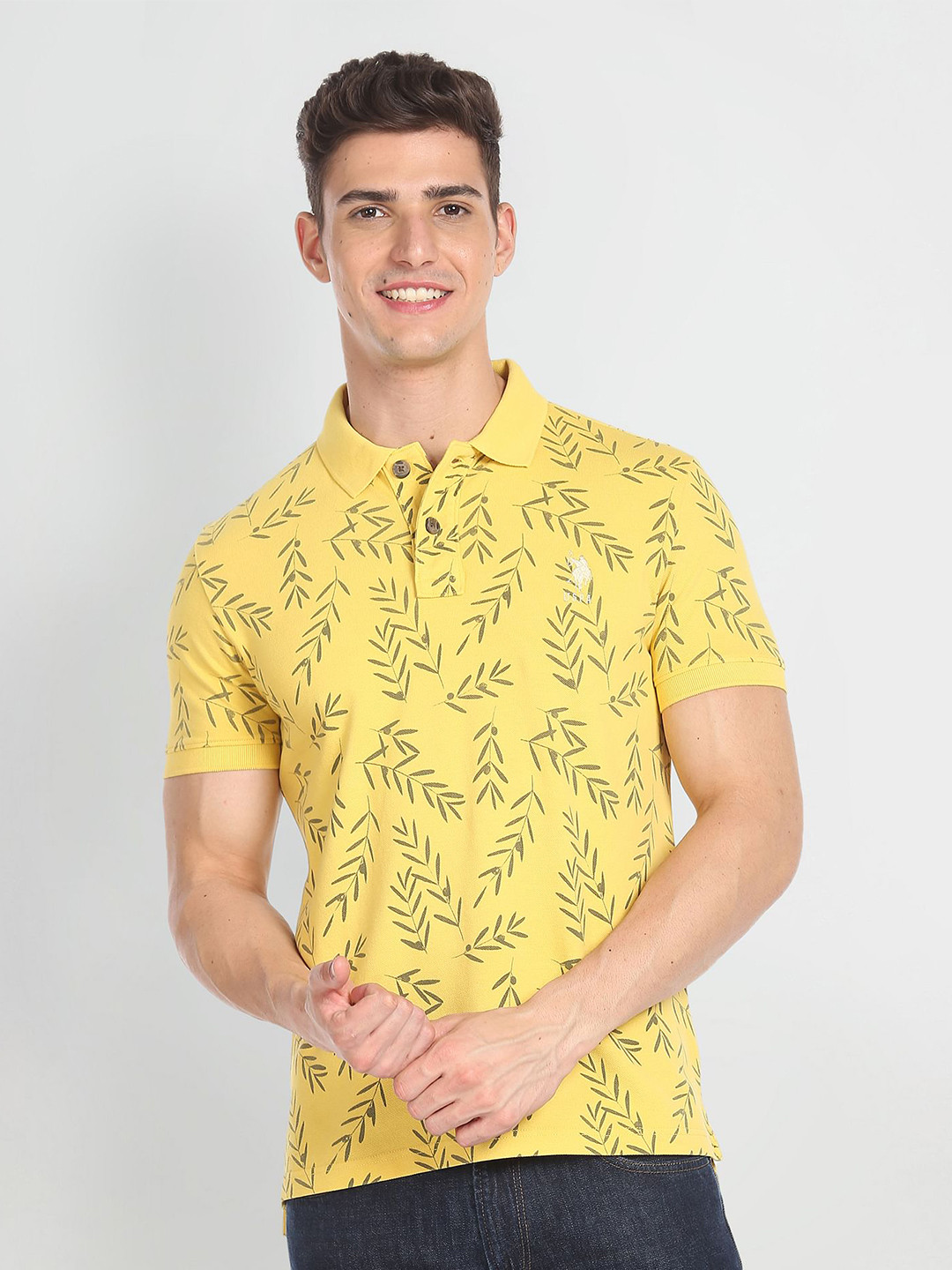 U.S. Polo Assn. Denim Co. Slim Fit Floral Print Polo T-shirt