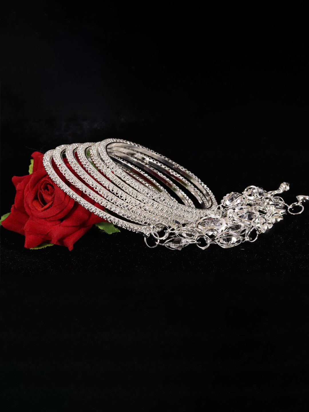 NMII Set of 12 Silver-Plated Pearl-Beaded Bangles