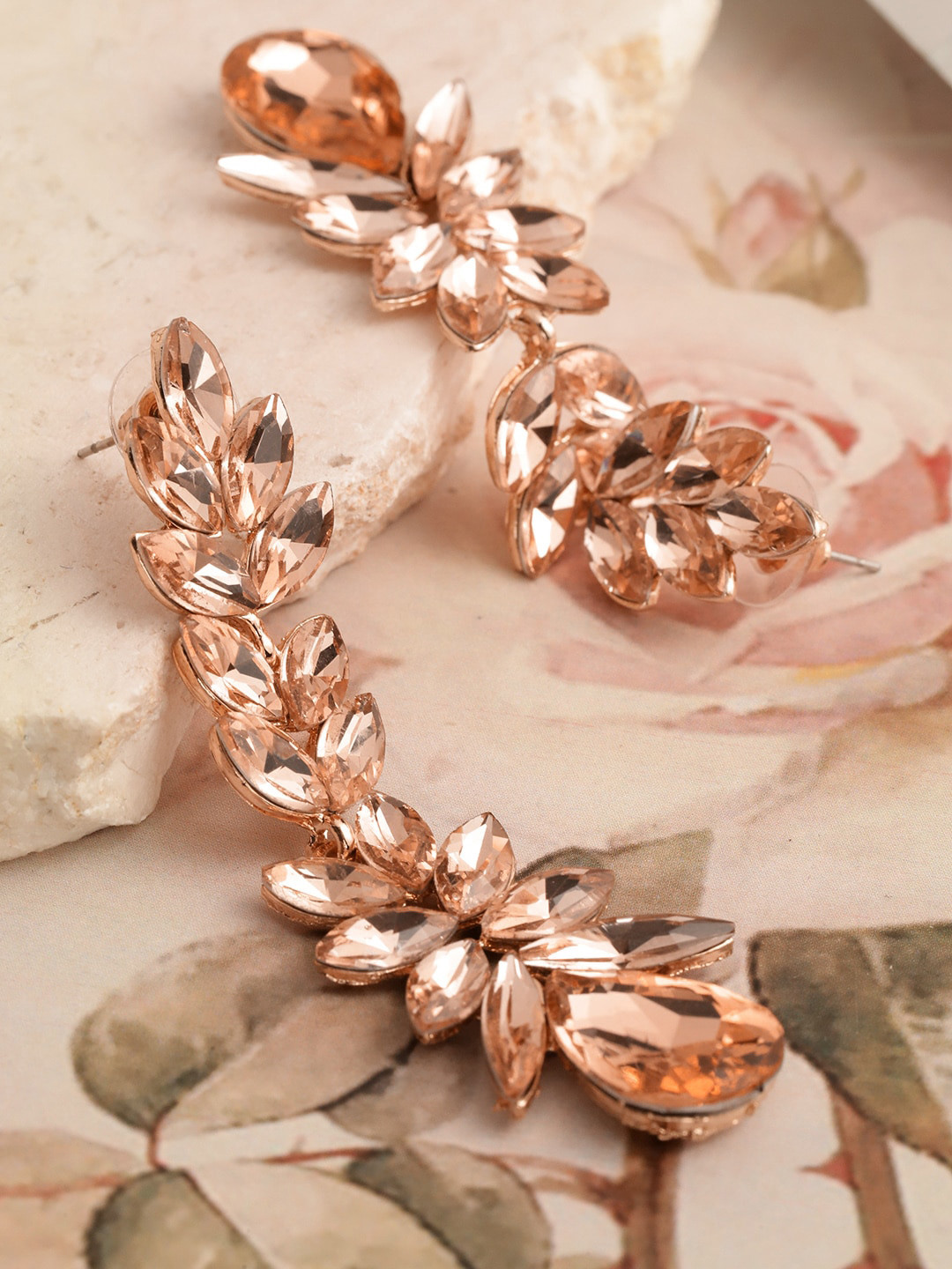 DressBerry Peach-Coloured Gold-Plated Contemporary Drop Earrings