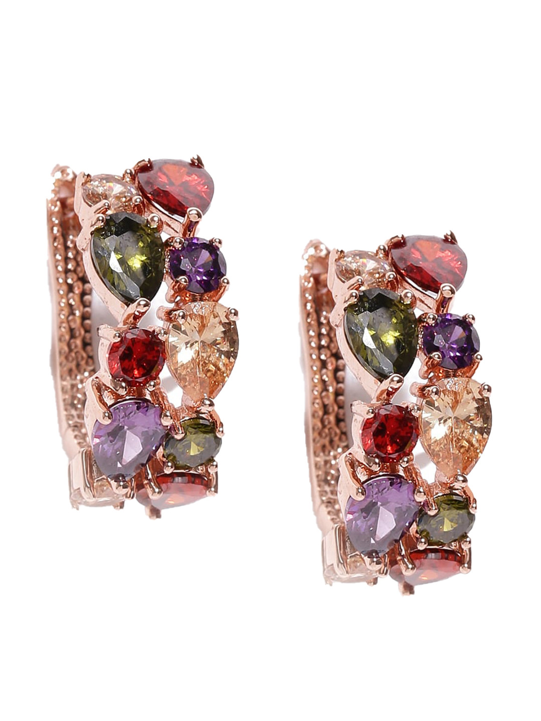 DressBerry Gold-Plated & Red Contemporary Hoop Earrings