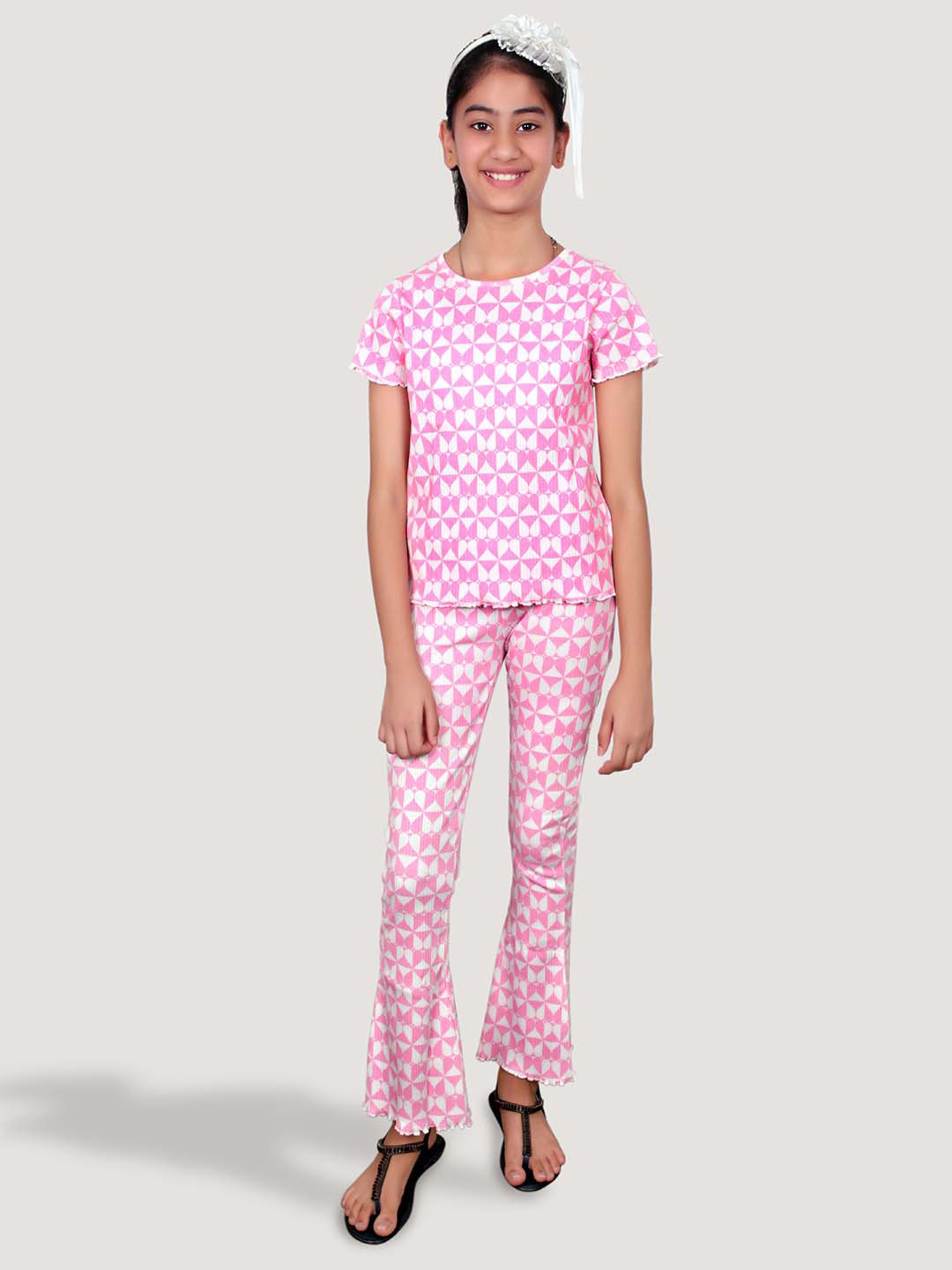 Googo Gaaga Girls Printed Pure Cotton T-shirt with Trousers