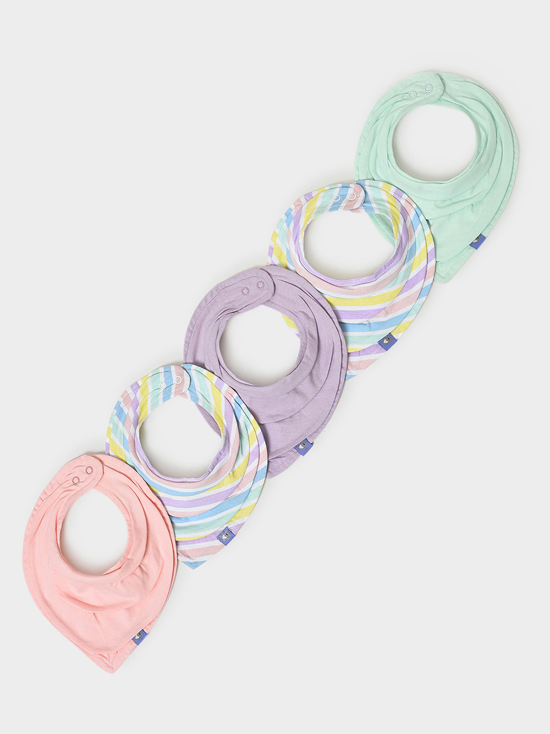 MiArcus Set of 5 Pure Cotton Snap Button Closure Drool Bib