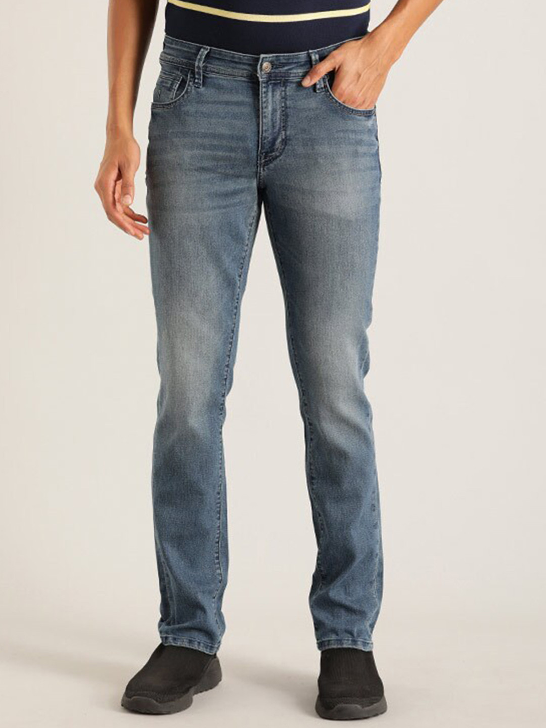 Indian Terrain Men Brooklyn Mid-Rise Slim Fit Light Fade Jeans