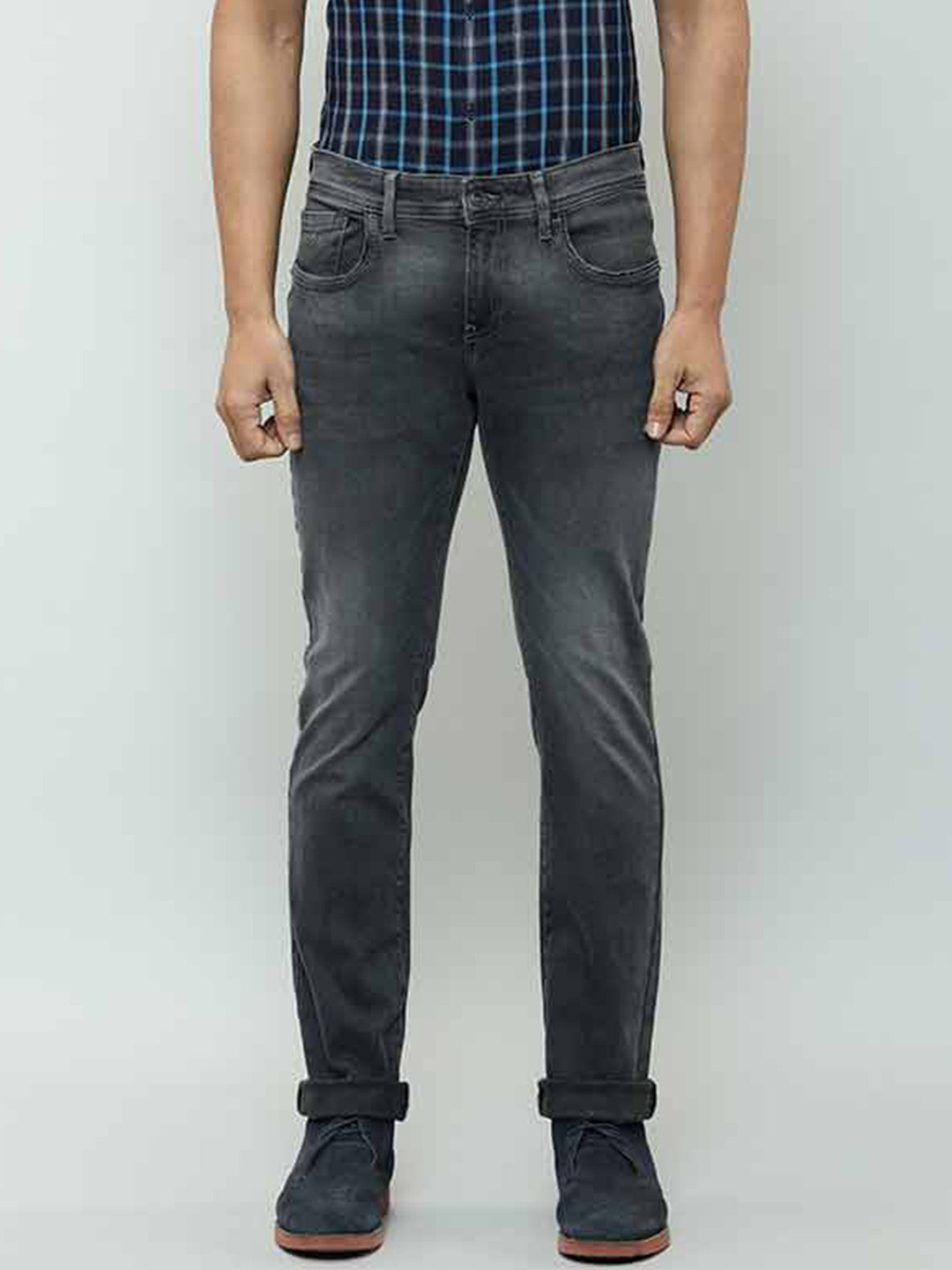 Indian Terrain Men Mid-Rise Brooklyn Slim Fit Heavy Fade Clean Look Stretchable Jeans