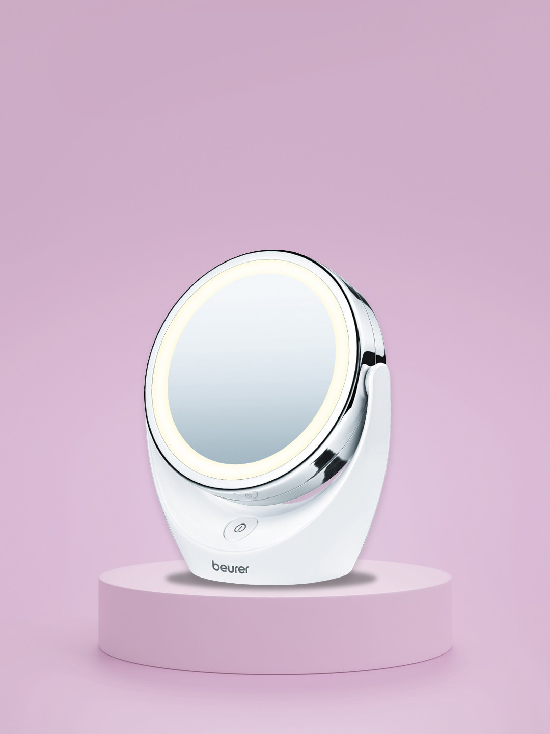 beurer White BS 49 Round Floor Mount Standing Mirror With Bright LED Light