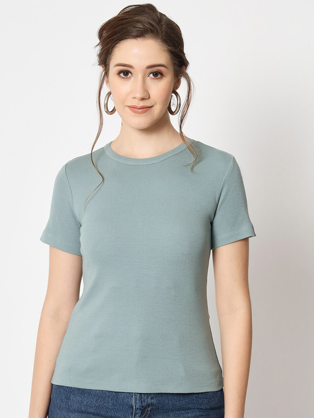 CHARMGAL Round Neck Short Sleeves Eco Liva Modal Top