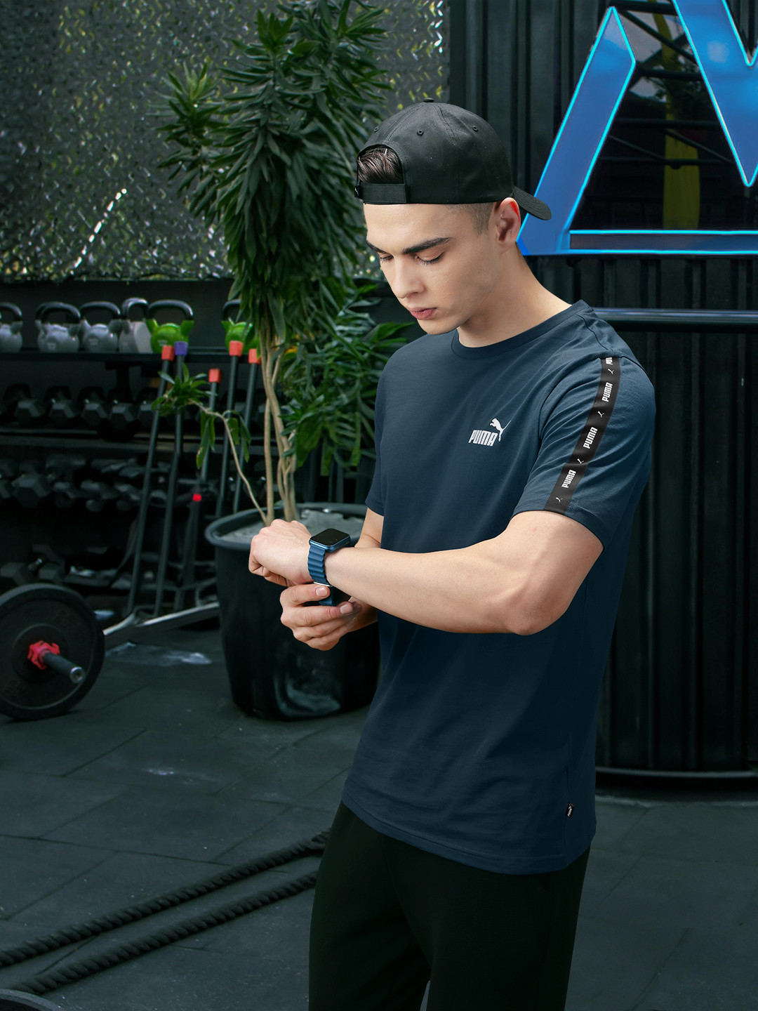 Puma Brand Logo Printed ESS+ Tape Regular Fit T-shirt