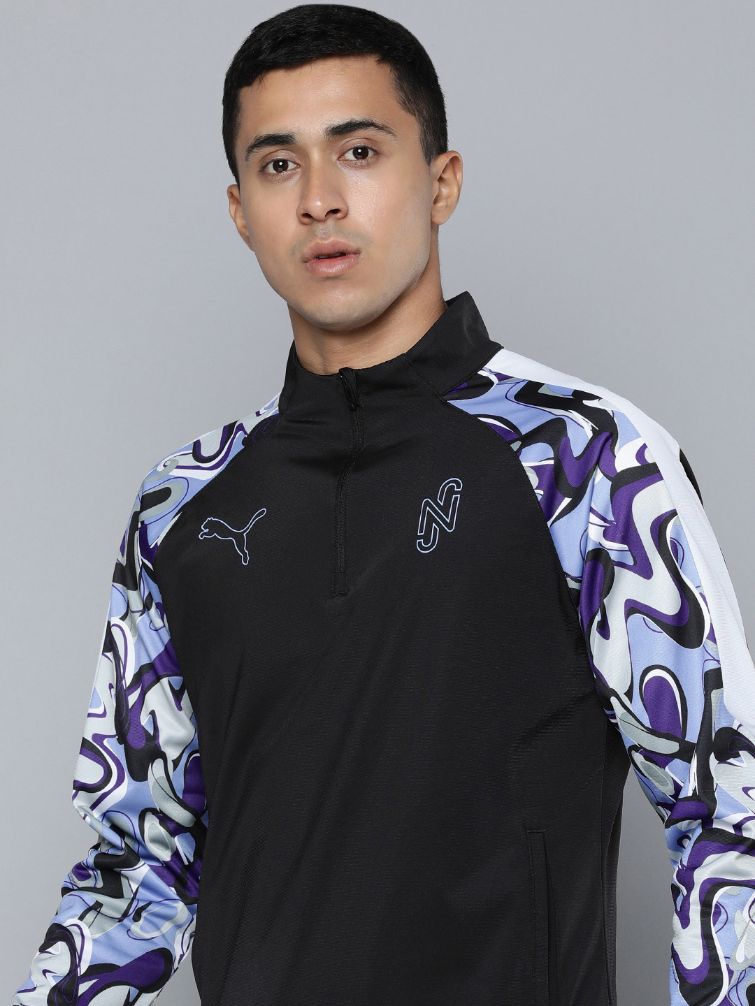 Puma Men Neymar Jr. Creativity Trg Printed Dry Cell Henley Neck Football T-shirt