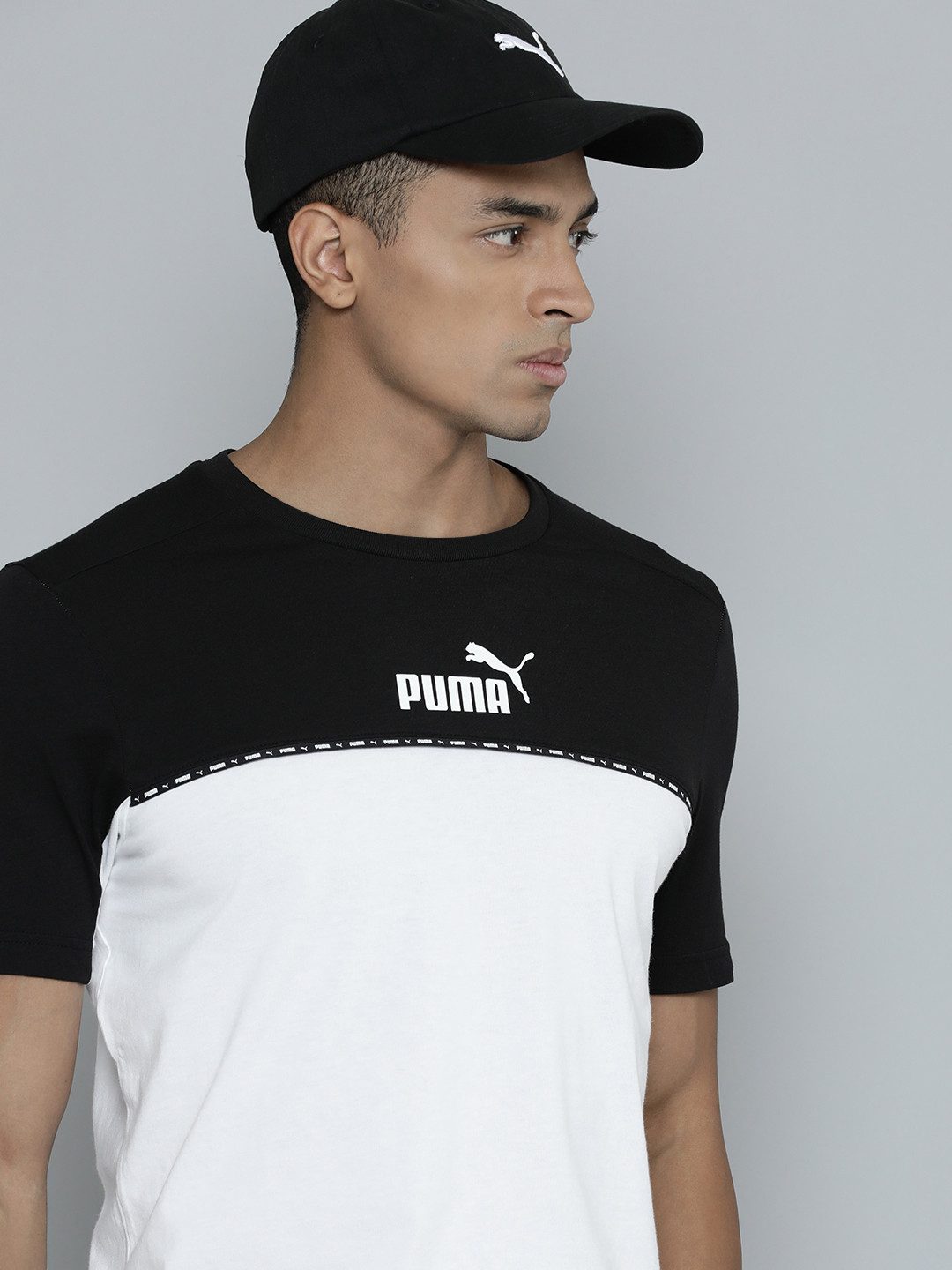 Puma Men Essential BLOCK x TAPE Colourblocked Pure Cotton T-shirt