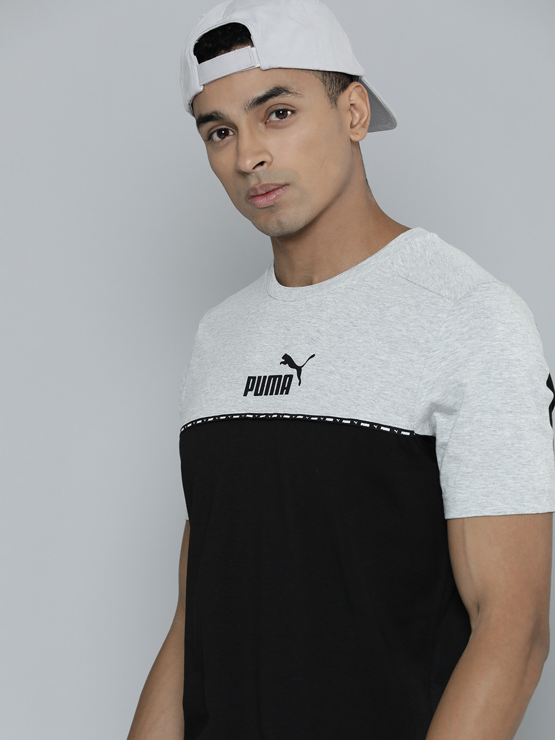 Puma Men Essential BLOCK x TAPE Colourblocked Pure Cotton T-shirt