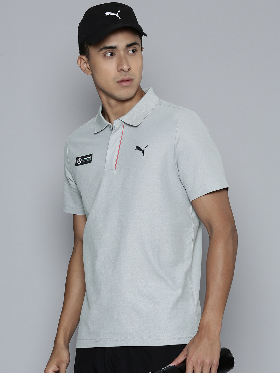 PUMA Motorsport Mercedes AMG Petronas Polo Collar Applique Detail T-shirt