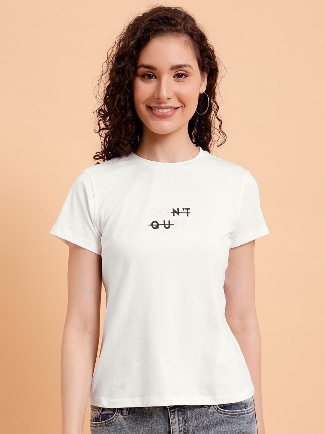 MINT STREET Typography Printed Pure Cotton T-shirt