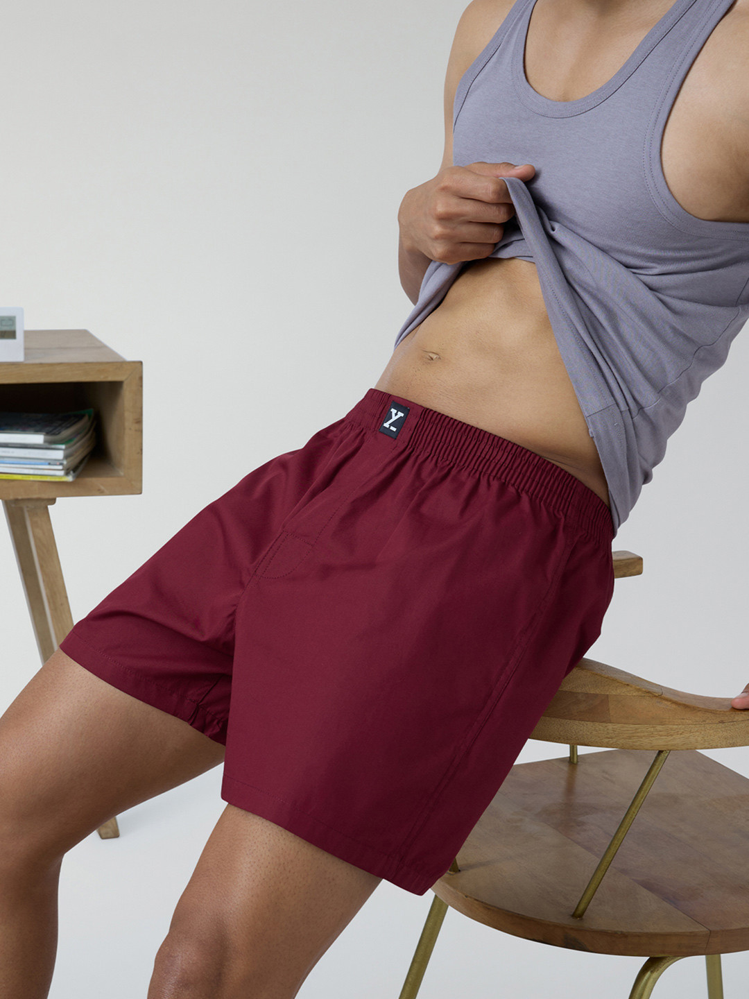 XYXX Men Solid Pace Maroon Super Combed Cotton Inner Boxers