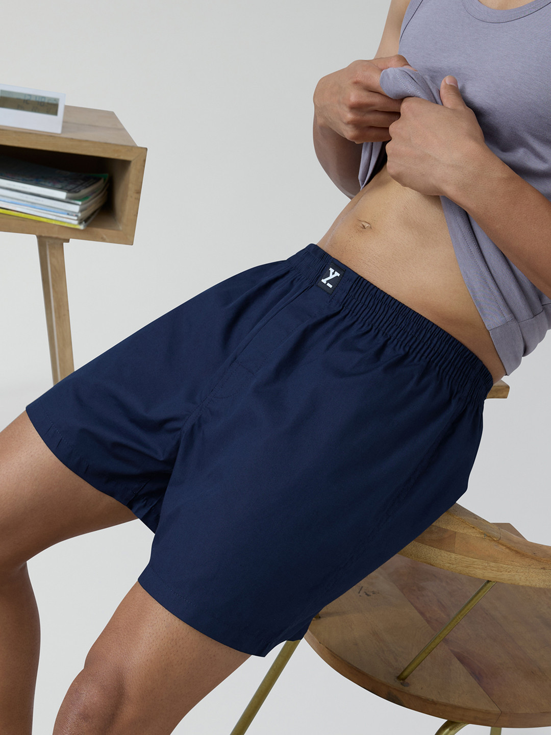 XYXX Men Solid Pace Navy Blue Super Combed Cotton Inner Boxers