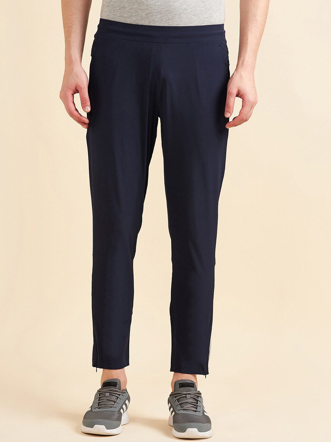 Sweet Dreams Men Navy Blue Mid-Rise 4 Way Stretch Sports Track Pants