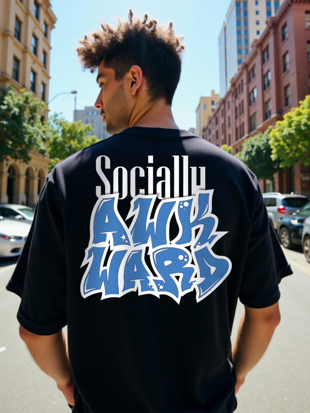 Mad Over Print Typography Printed Oversized Cotton T-shirts