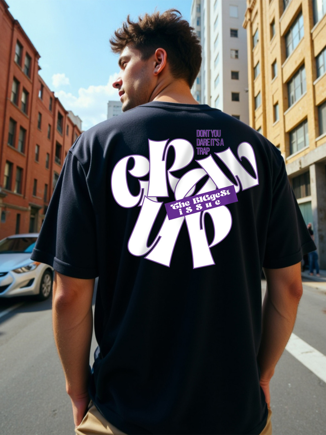 Mad Over Print Typography Printed Oversized Cotton T-shirts