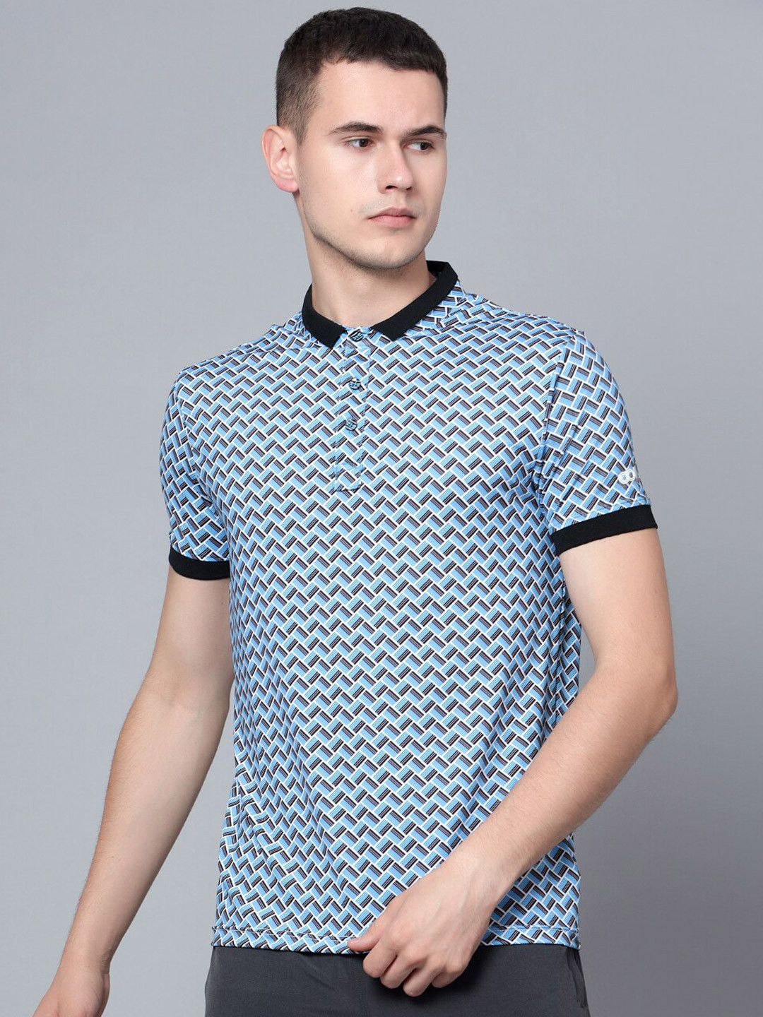 Shiv Naresh Geometric Printed Dry Tech T-shirt