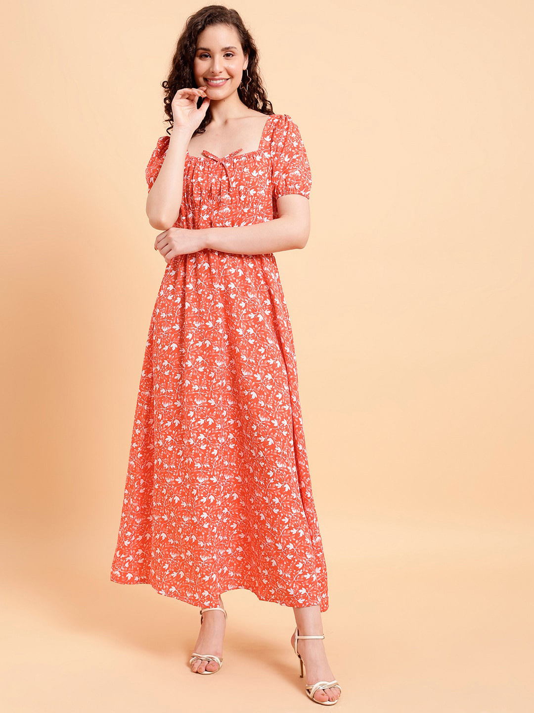 MINT STREET Floral Print Crepe Maxi Dress