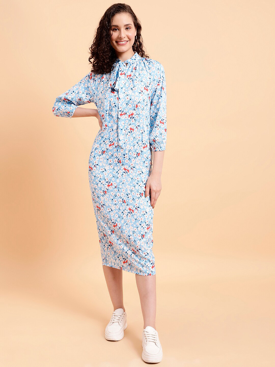 MINT STREET Floral Print Crepe Sheath Dress