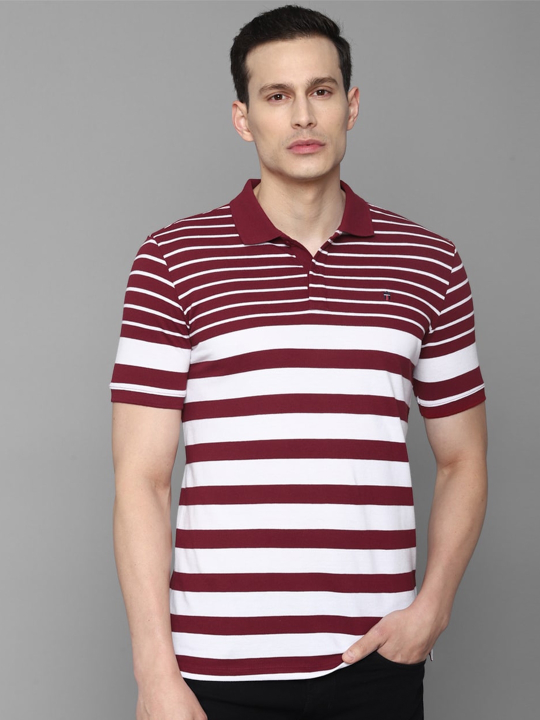 Buy Louis Philippe Maroon T Shirt, l at