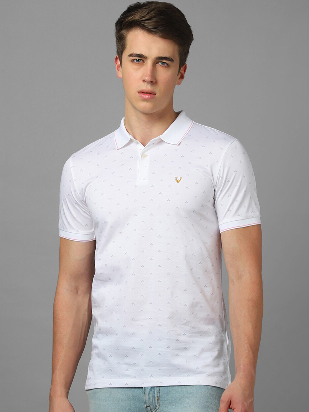Allen Solly Micro Ditsy Printed Polo Collar Pure Cotton T-shirt