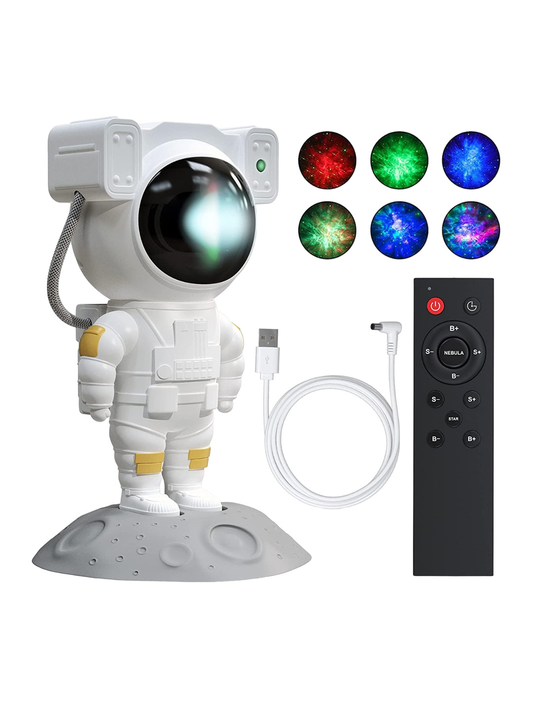 SKYLOFTS White Textured Astronaut Nebula Galaxy Projector Night Light With Remote Control