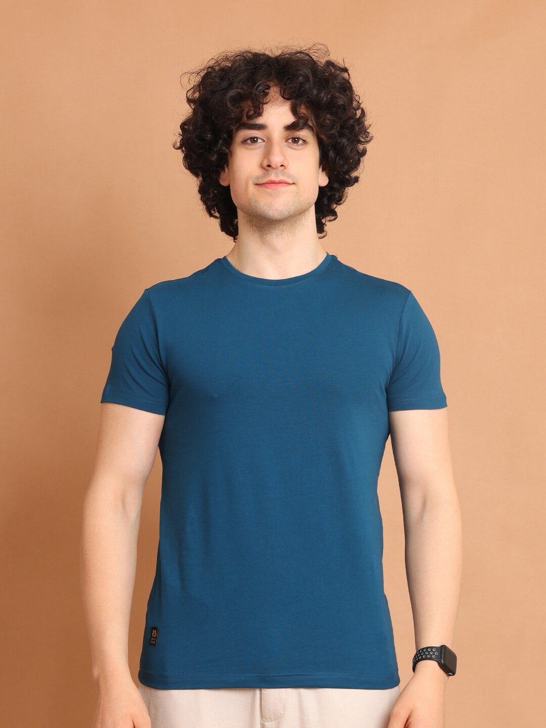 berry blues Round Neck Cotton T-shirt