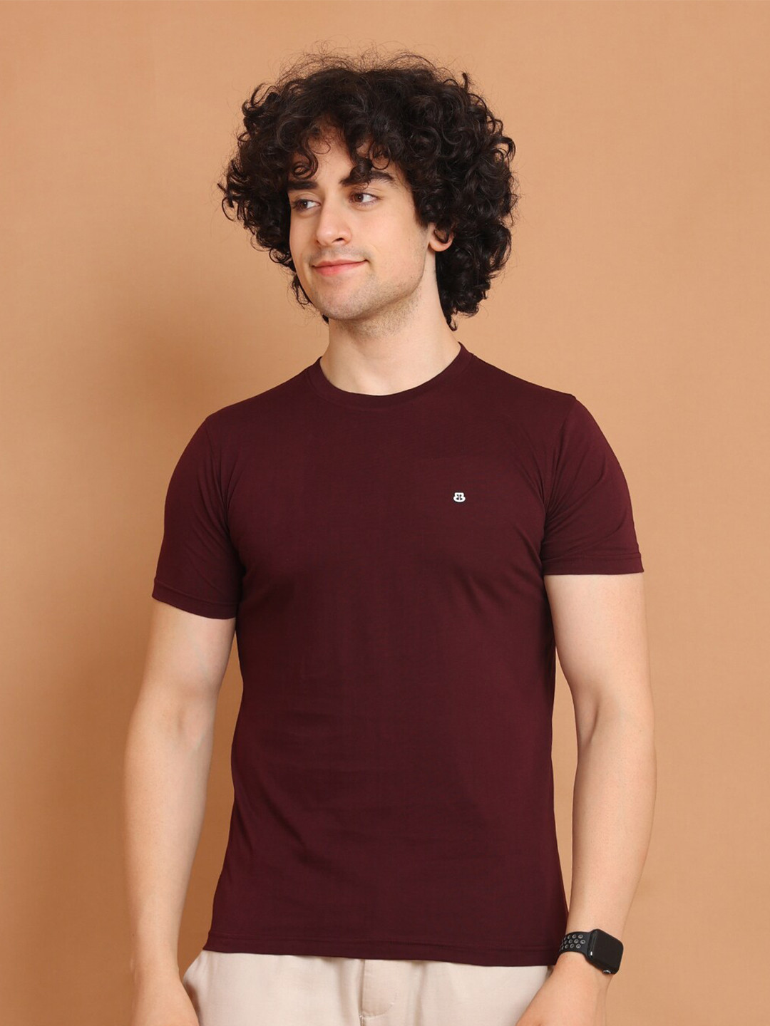 berry blues Round Neck Cotton T-shirt