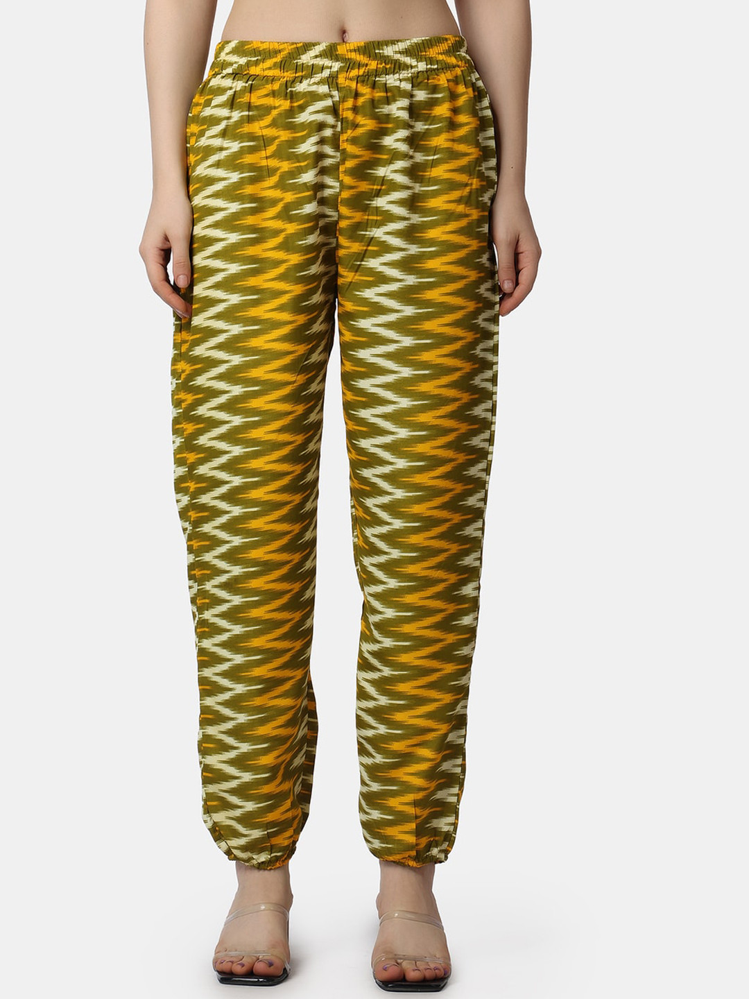 Popwings Women Geometric Printed Relaxed Loose Fit Easy Wash Joggers