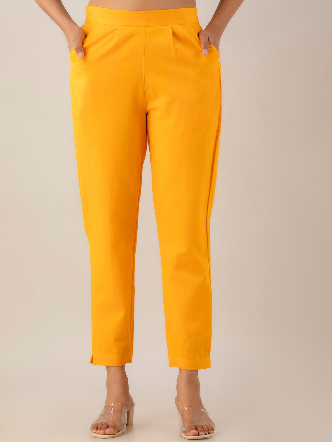 Kohsh Women Pure Cotton Pleated Cigarette Trousers