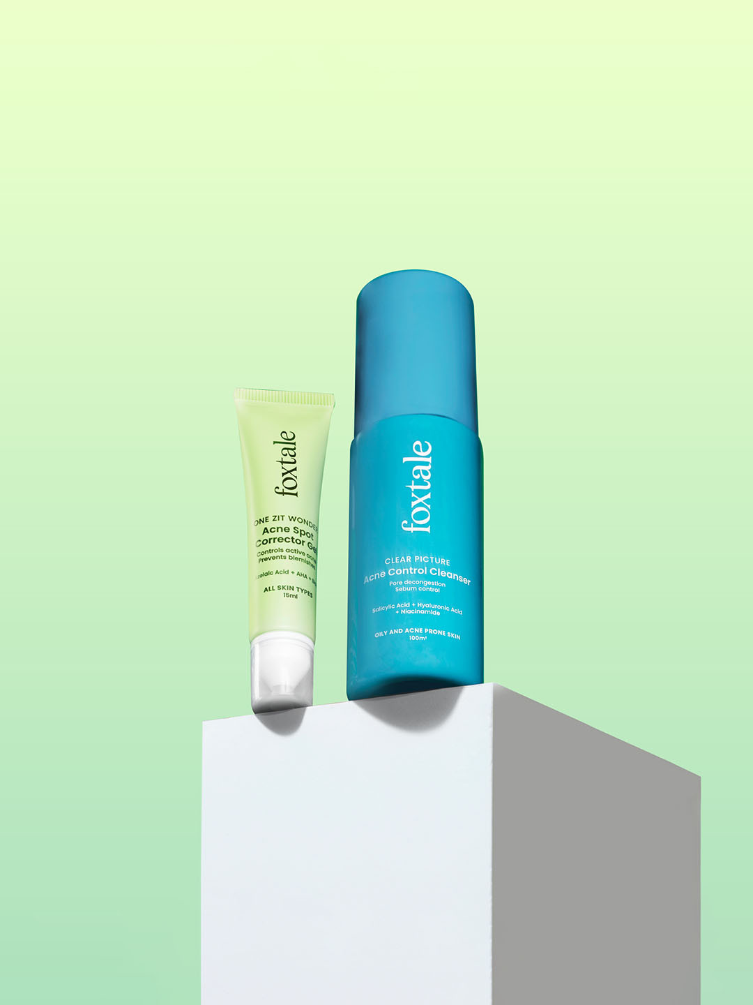 FoxTale Overnight Acne Reduction Set with Salicylic Acid, Azelaic Acid - 115 ml