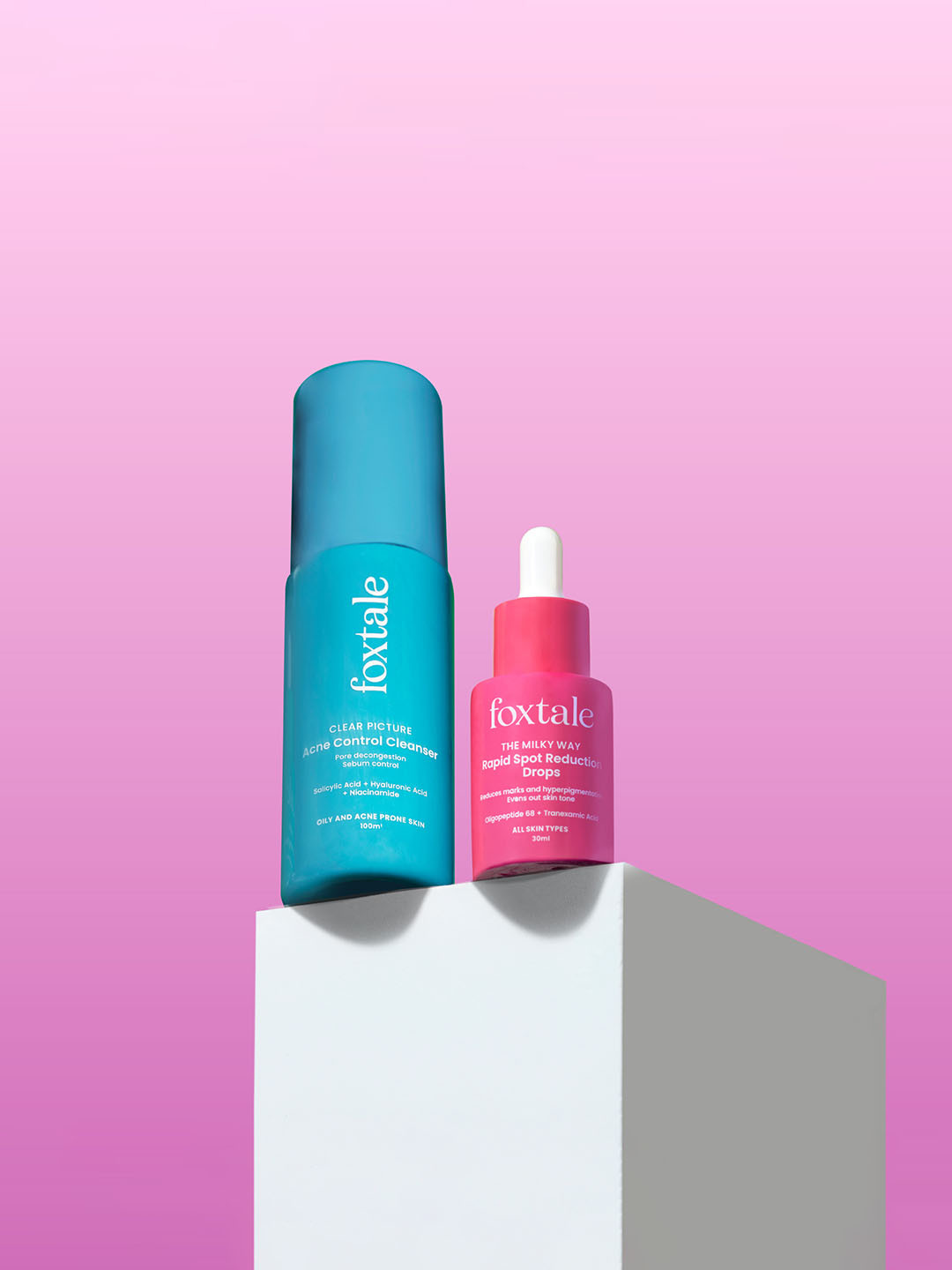 FoxTale No Spots & Scars - Acne Control Cleanser 100ml + Rapid Spot Reduction Drops 30ml