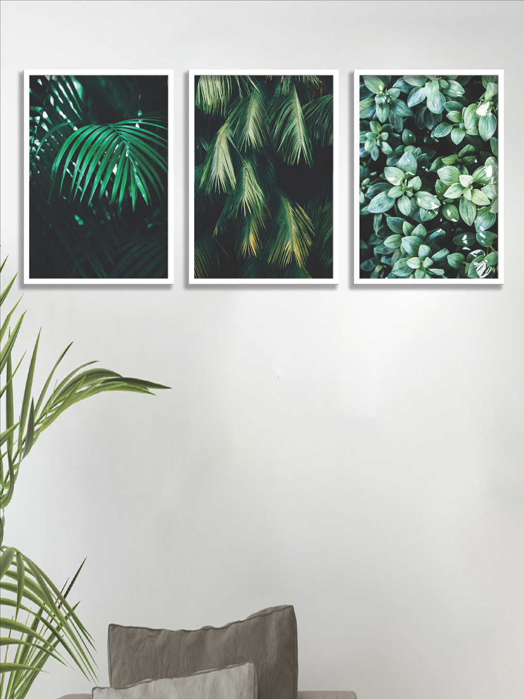 SAF Tropical Leaves Paper 3 Pcs Wall Rectangle Paintings Wall Art - 13.5x19.5In