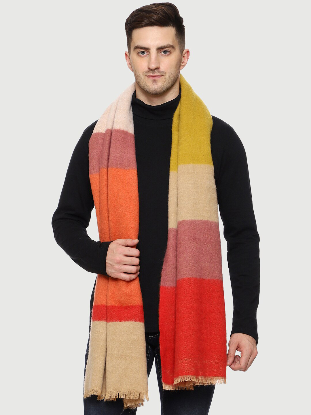 SWI Stylish Men Colourblocked Wool Muffler