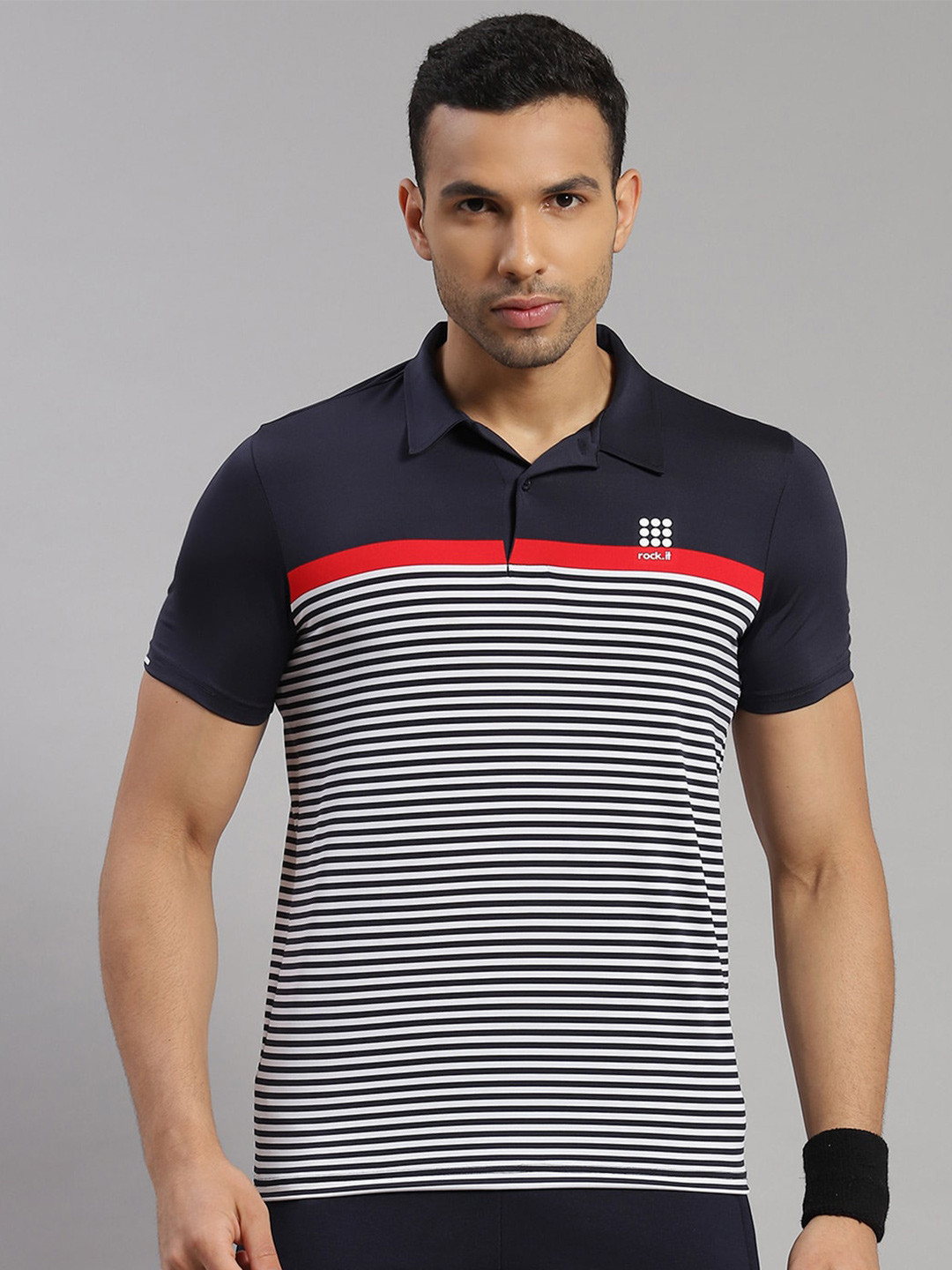 rock.it Striped Polo Collar Slim Fit T-shirt