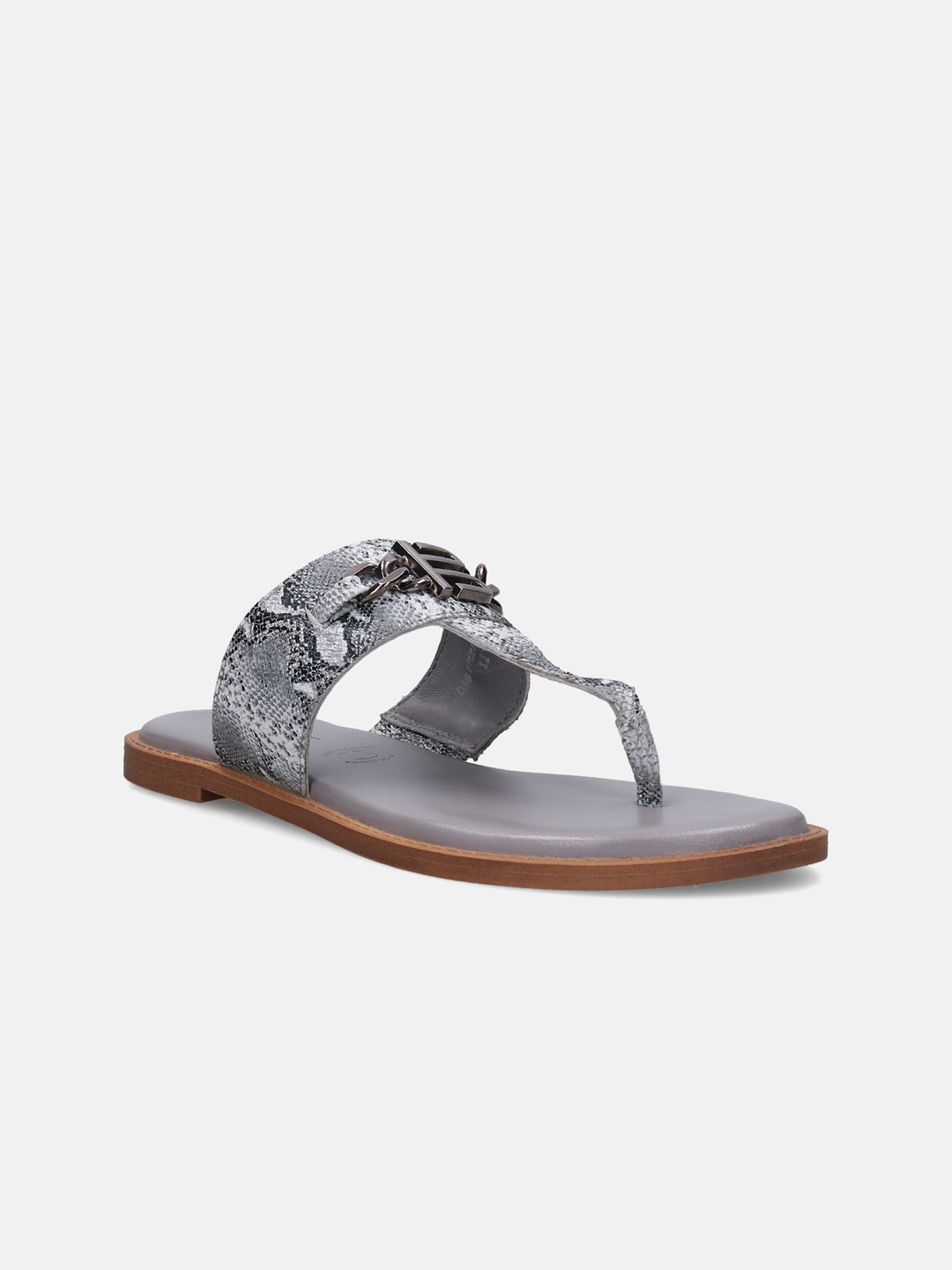 BAGATT Goldy Animal Printed Leather T-Strap Flats