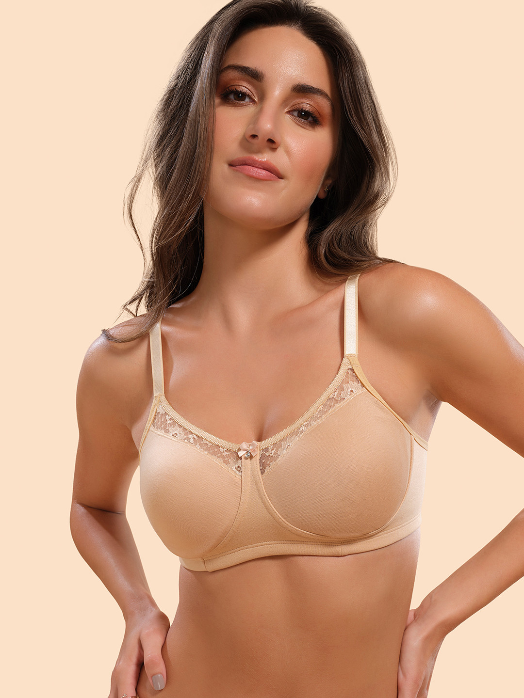 Enamor Non Padded Non-Wired Full Coverage Bounce Control Lace Detailing Everyday Bra
