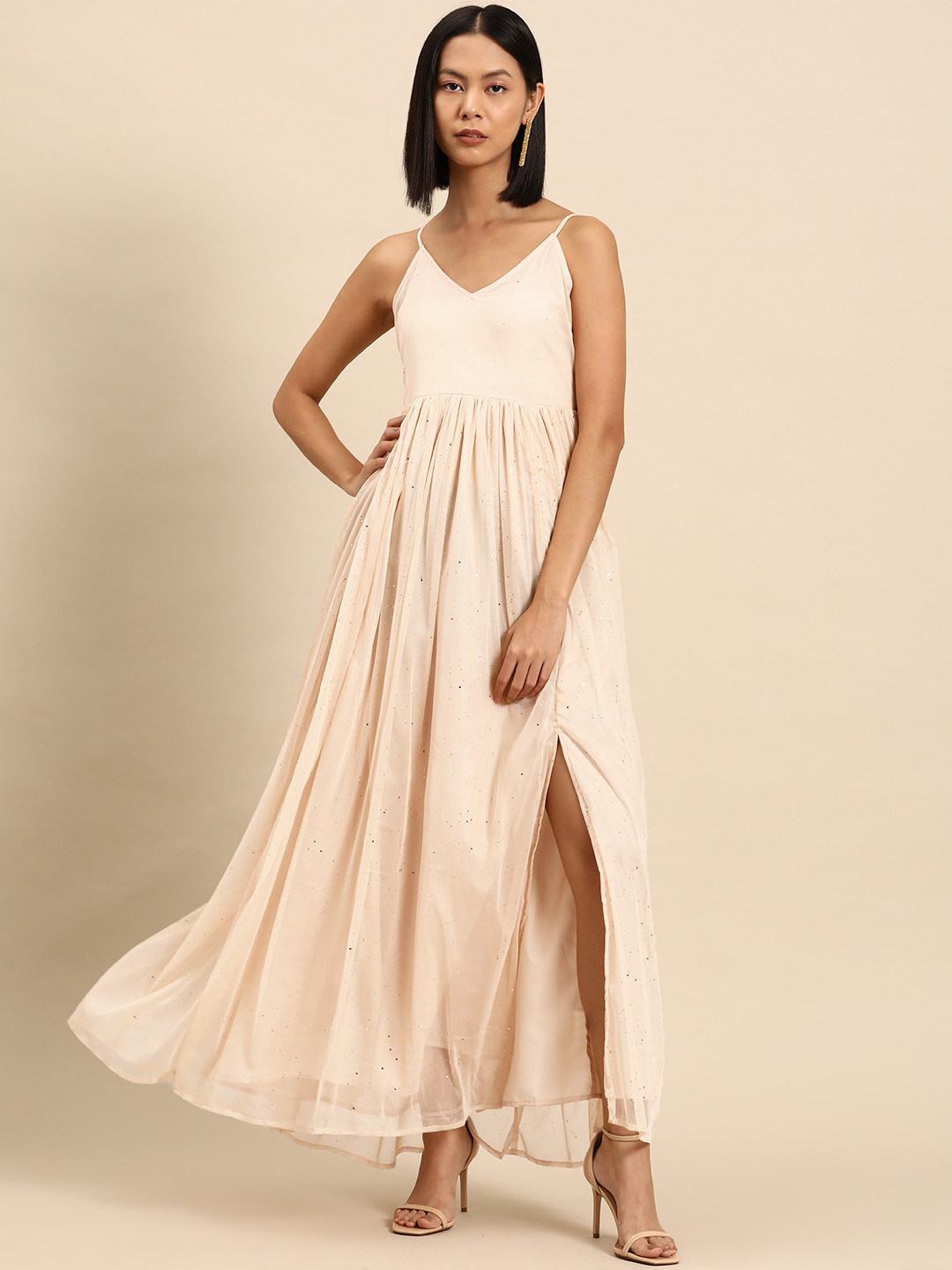 all about you Shoulder Straps Net Maxi Dress