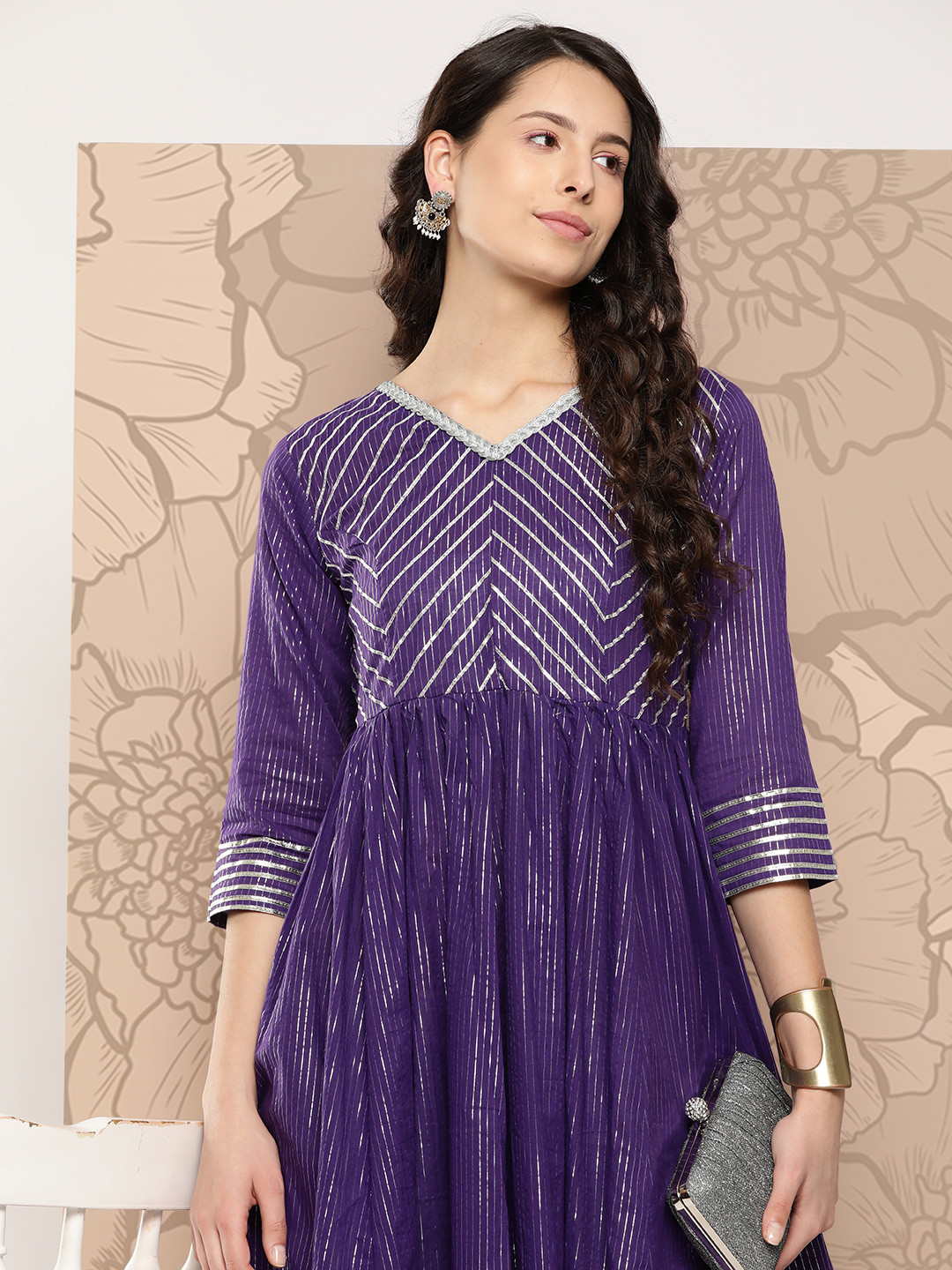 Varanga Women Yoke Design Gotta Patti Grandeur & Majestic Artwork Anarkali Kurta